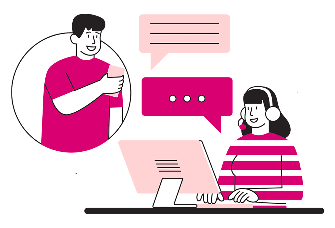 vignetta raffigurante una donna e un uomo in videocall